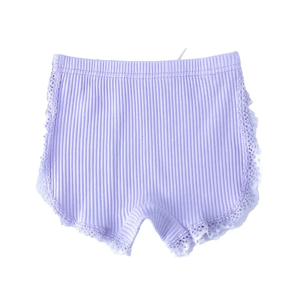 Leggings finos de algod&oacute;n para ni&ntilde;as, pantalones de seguridad a rayas, Color s&oacute;lido, alta elasticidad, costura de encaje, Verano-1