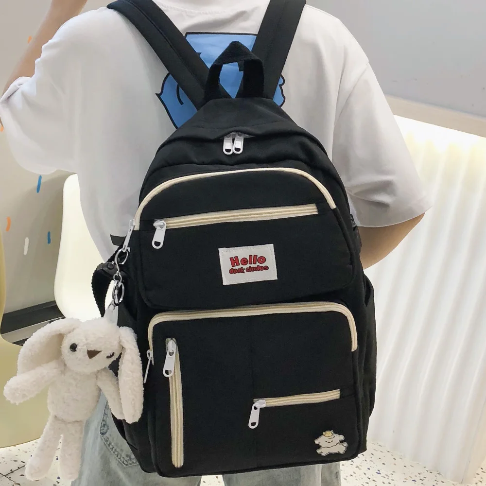 Ladies Badge Book Kawaii Backpack Fashion Student Girl School Bag Trendy College Women Cute Waterproof Nylon Female | Багаж и сумки