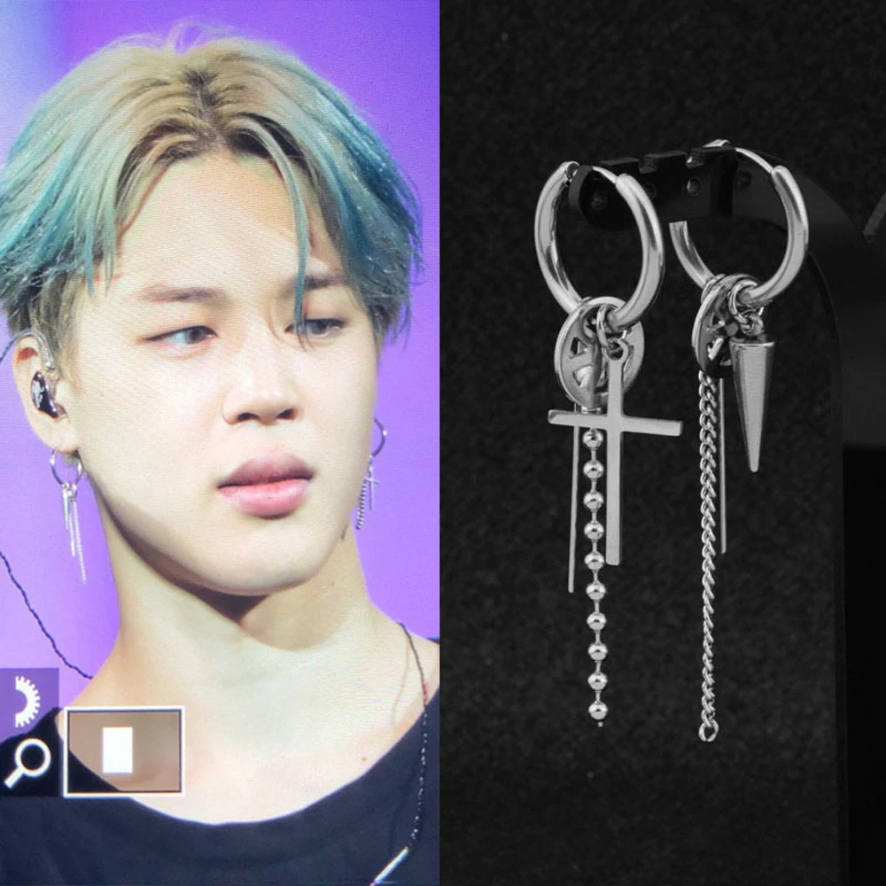 

Hip Hop Rock Cross Chain Earrings Street Snap Down Swing Men And Women Stud earrings Jewelry Gifts