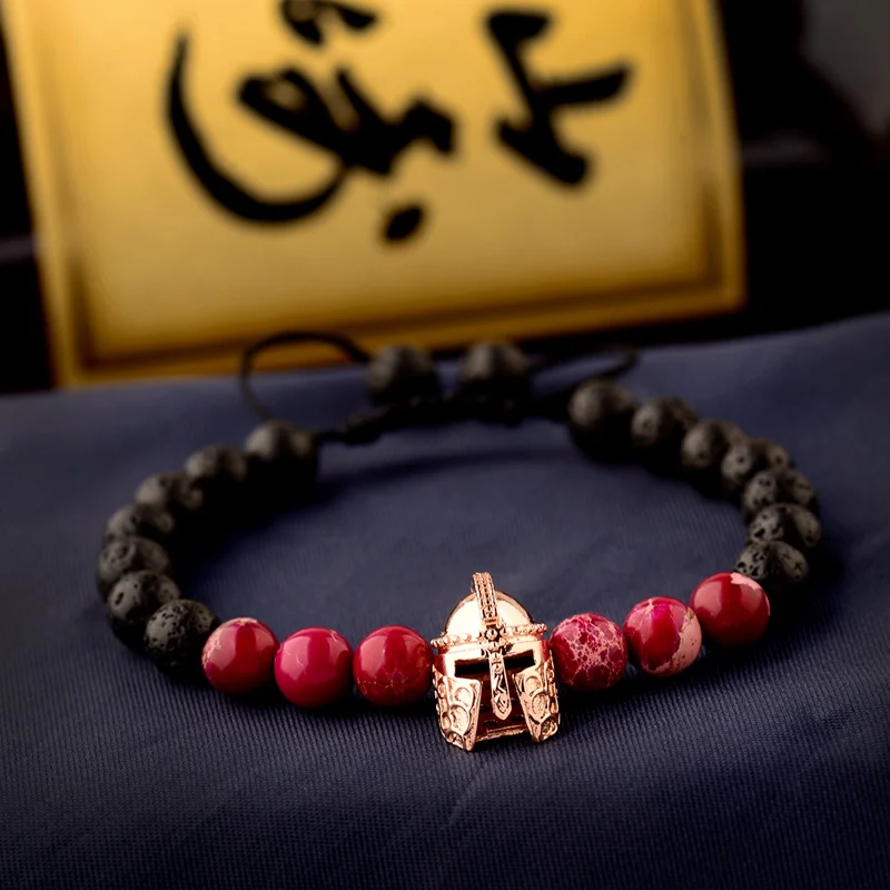 Классический римский браслет со шлемом мужской из бисера мала-Йога Лава