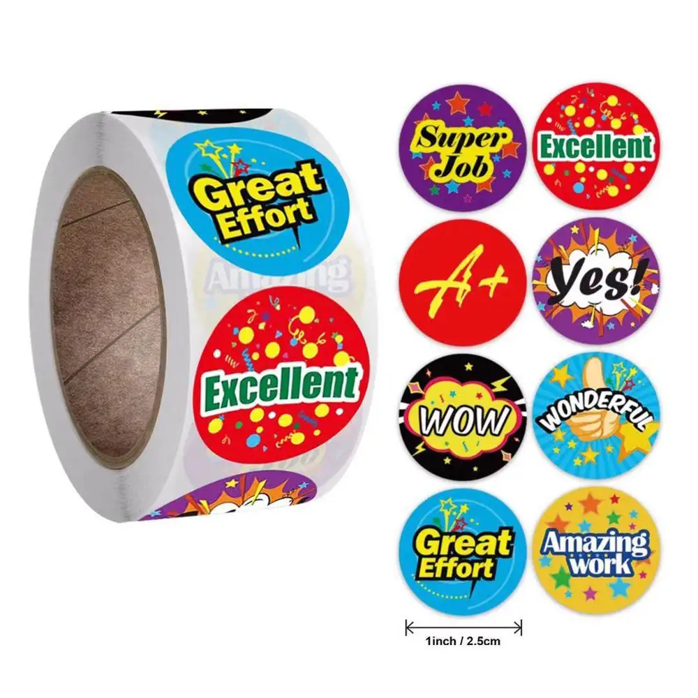 

500pcs Reward Stickers Encouragement Sticker Roll for Kids Cute Motivational Stickers for Students Teachers Supply Stationery