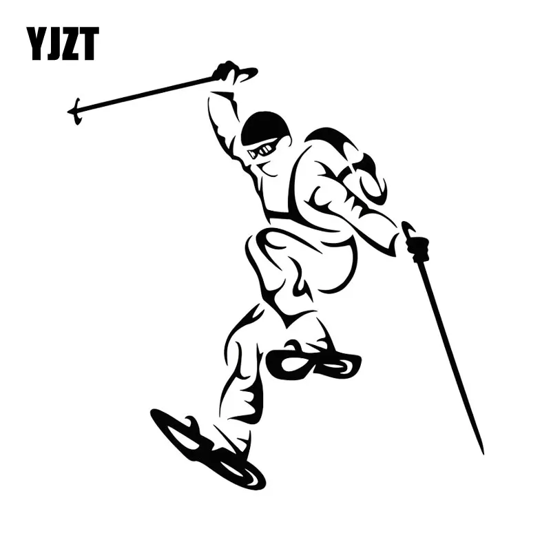 

YJZT 15.1CM*15.5CM Sport Skiing Freestyle Jump Jumper Creative Car Styling Vinyl Car Sticker Black/Silver C31-0102