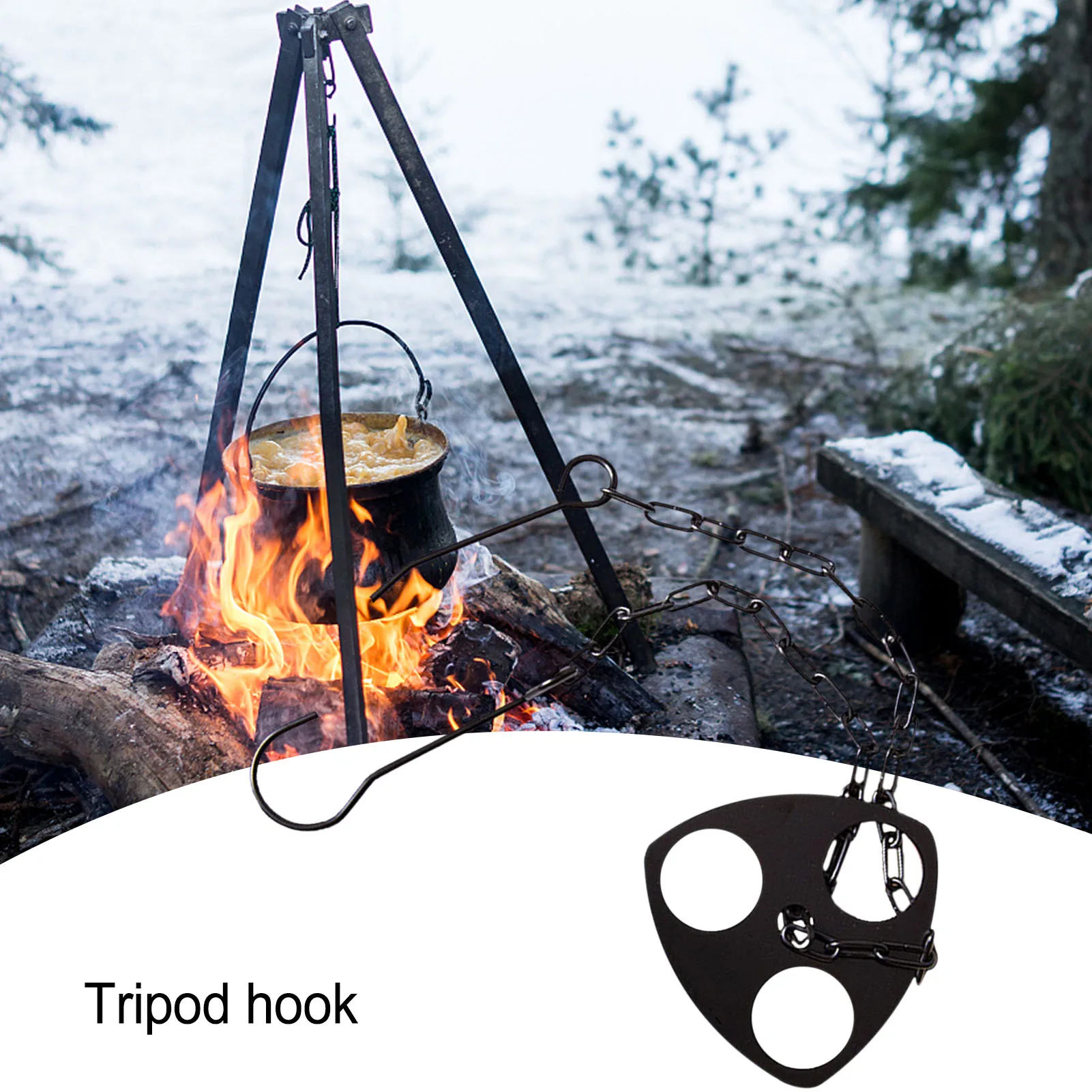 

Portable Camping Tripod Board Stainless Steel Outdoor Picnic Grill Rack Camping Tripod Hanging Pot Bracket Barbecue Rack Hanger