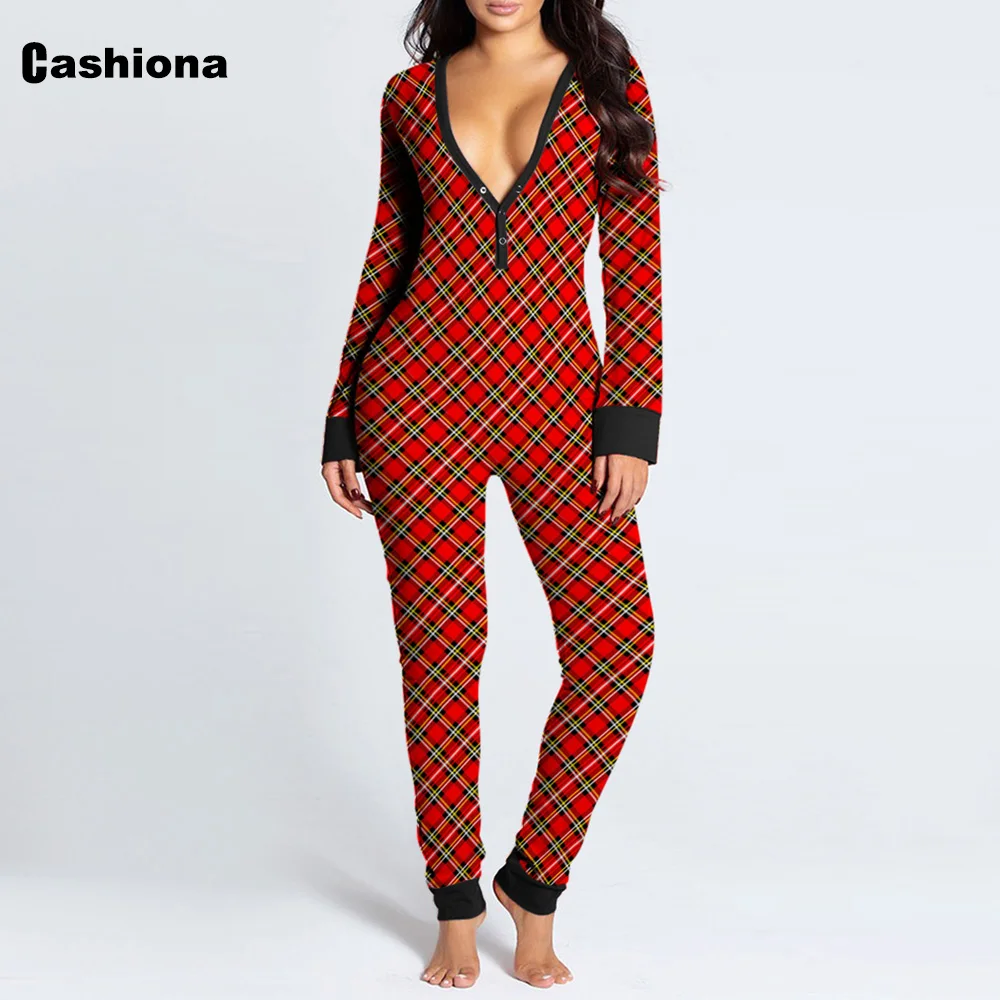 

Cashiona Sexy Jumpsuits Women Skinny Overalls V-neck Open Crotch Bodysuits Patchwork Button Romper Plus Size Women Clothing 2021