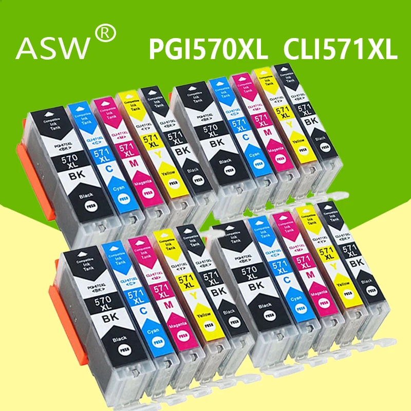 

ASW Compatible For Canon 570XL PGI-570 ink cartridge PGI570 CLI571 PGI570XL PIXMA MG5750 MG5751 MG5752 MG5753 MG6850 printer