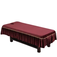 high quality dutch velvet gold lacework beauty salon massage table bed sheet skirt massage spa bed cover with breath hole