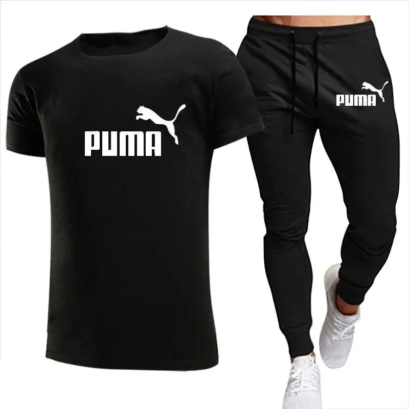 

2021 Summer Fashion Leisure brand Men's Set Tracksuit Sportswear Track Suits Male Sweatsuit Short Sleeves T shirt 2 piece set