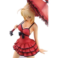 alphamax fateextra ccc red saber nero dress anime characters red with umbrella pvc pvc statue figure model toys collectibles