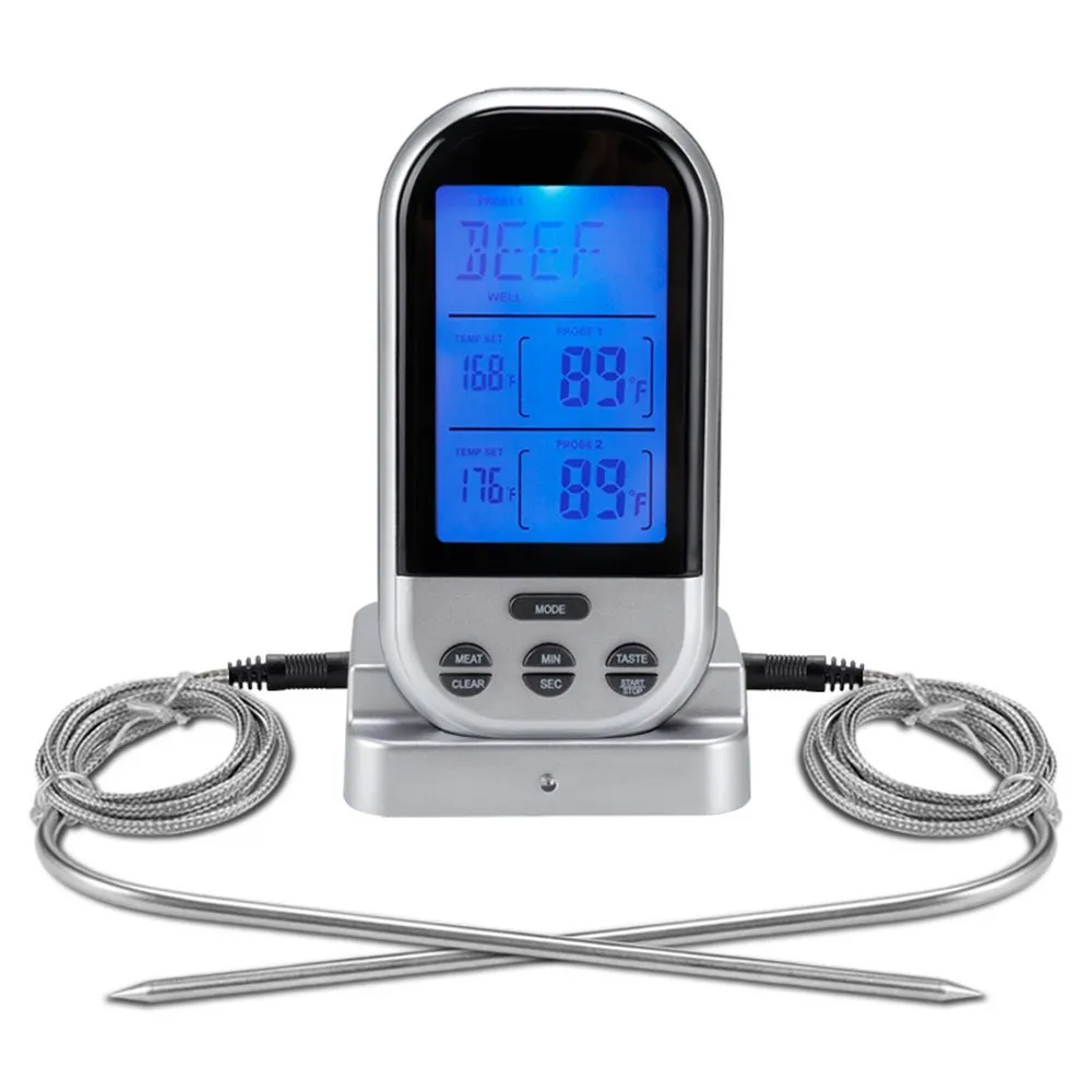 

Wireless dual temperature dual needle barbecue thermometer high precision multifunctional kitchen food meat thermometer