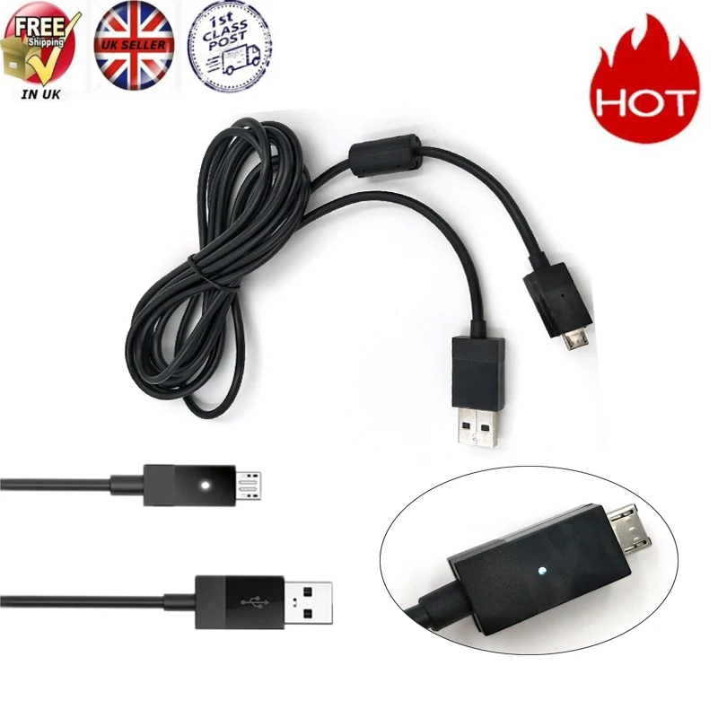 Bbzeal 9ft зарядный кабель USB шнур питания с Светодиодный индикатор зарядки для PS4/xbox