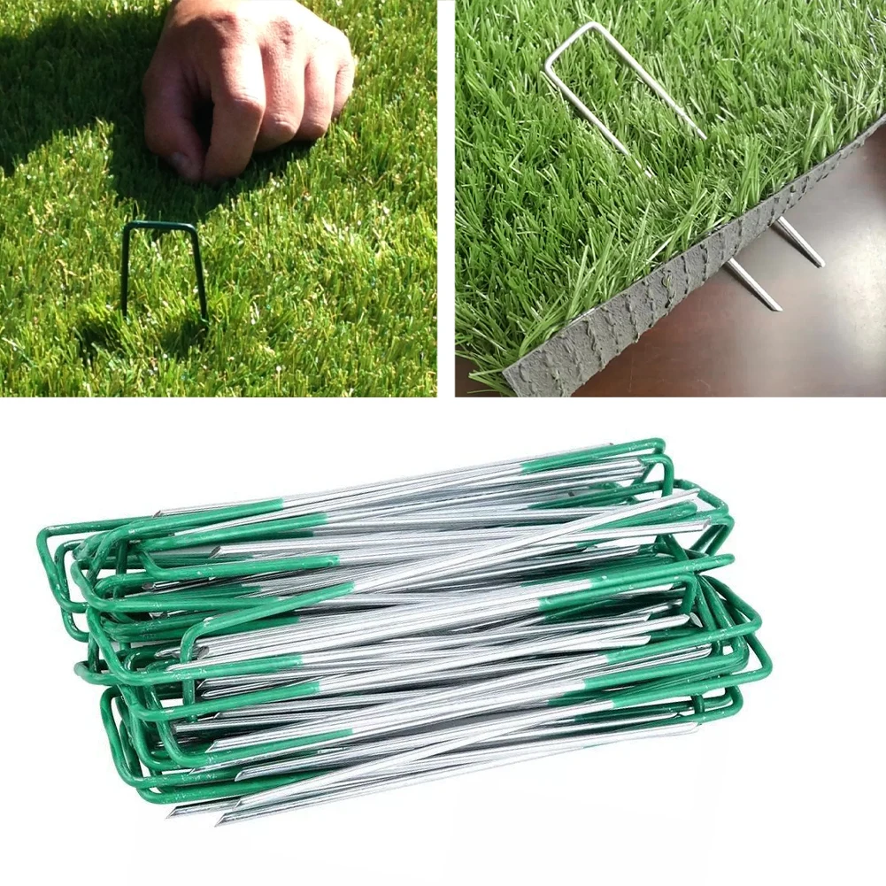 

50pcs/set Lawn Durable Yard Sod Pins Garden Fence Stake Fabric Ground Cover Landscape Staples Anti Rust Home Tubing Soaker