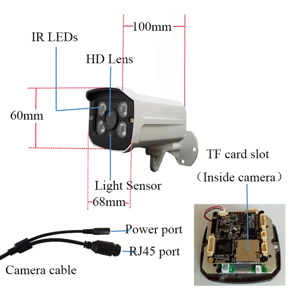 

POE 1920P 5MP HD Camera Wired Micro SD Card Slot IP Camera Waterproof Night Vision Onvif Security Video Surveillance CCTV Camera