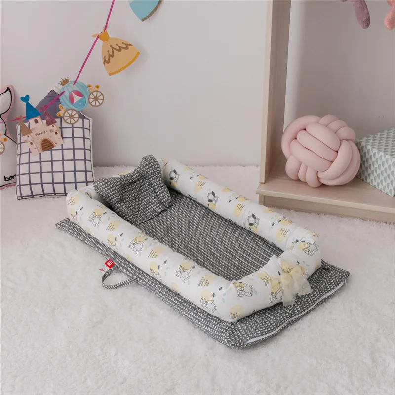 Кровать-гнездо для новорожденных с подушкой съемная защитная люлька колыбель