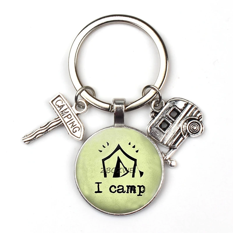 22 Счастливый Отдых милые туристический автомобиль я лагерь camper ключ дорожный знак брелок со стеклянным кабошоном путешественник цепочка для ключей «богиня»; - Цвет: 22