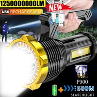 200w high power led spotlight floodlight searchlight 3 in 1 with side light power display camp lamp modes portable flashlight