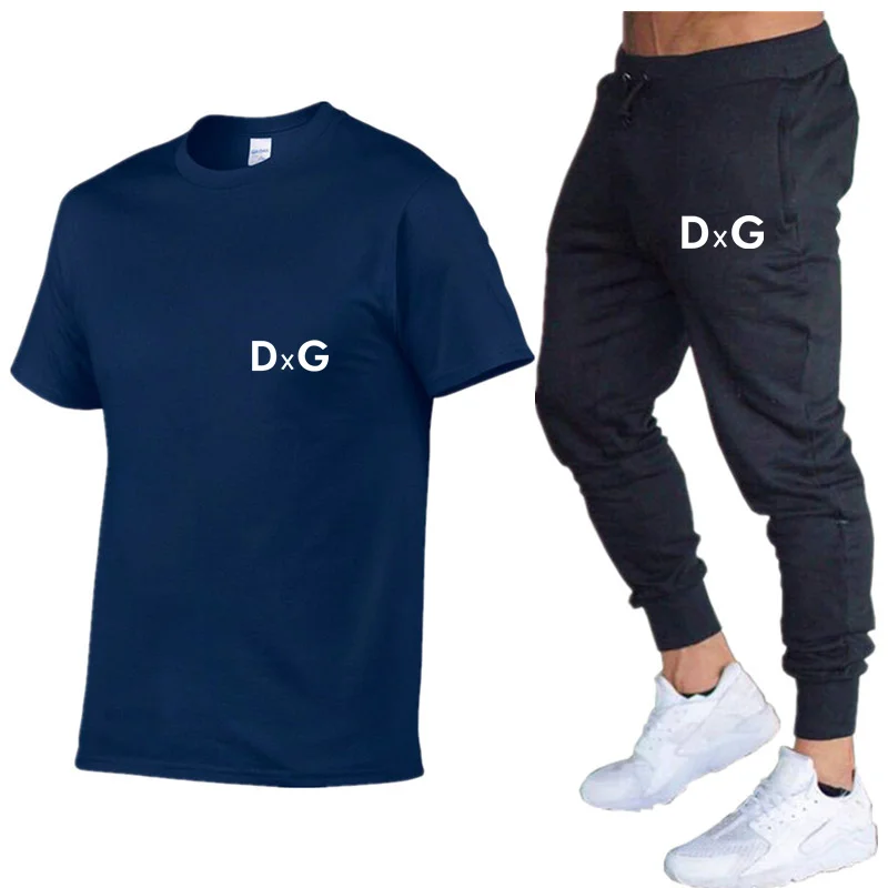 

2021 New Men's Summer Sports And Leisure Suit T-Shirt + Pants Track And Field Jogging Shirt
