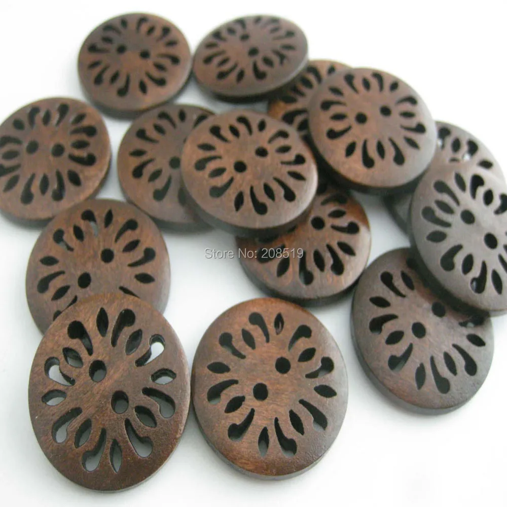 WBNVAS много размеров 100 шт. модные кнопки темно коричневые полые гравировка на
