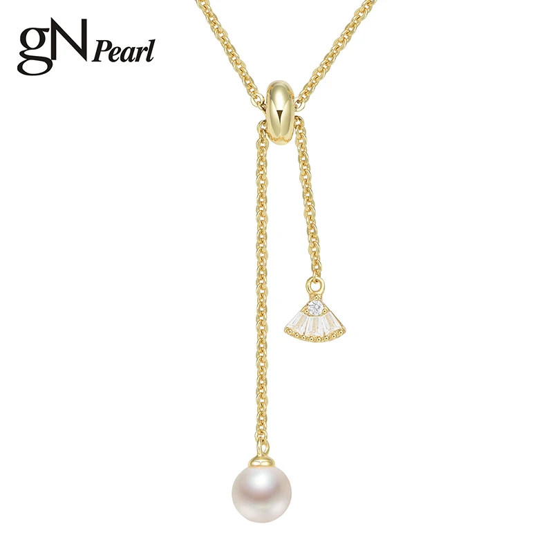 

gN Pearl Genuine Pearl Pendant Pearl Necklaces 925 Sterling Silver 5-6mm Natural Freshwater Drop Shape Choker Chain NEW Necklace