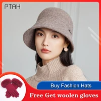 ptah woolen fedoras for womens british style vintage church hats temperament gentleman winter warmer soft tweed hat 100 wool
