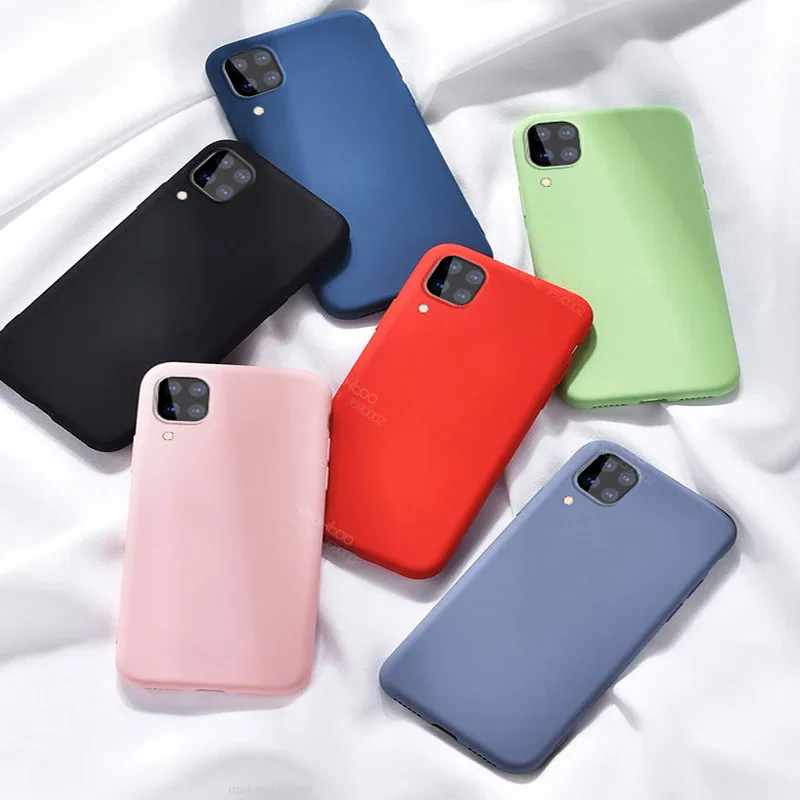 Мягкий жидкий силиконовый чехол карамельных цветов для huawei p40 lite ударопрочный