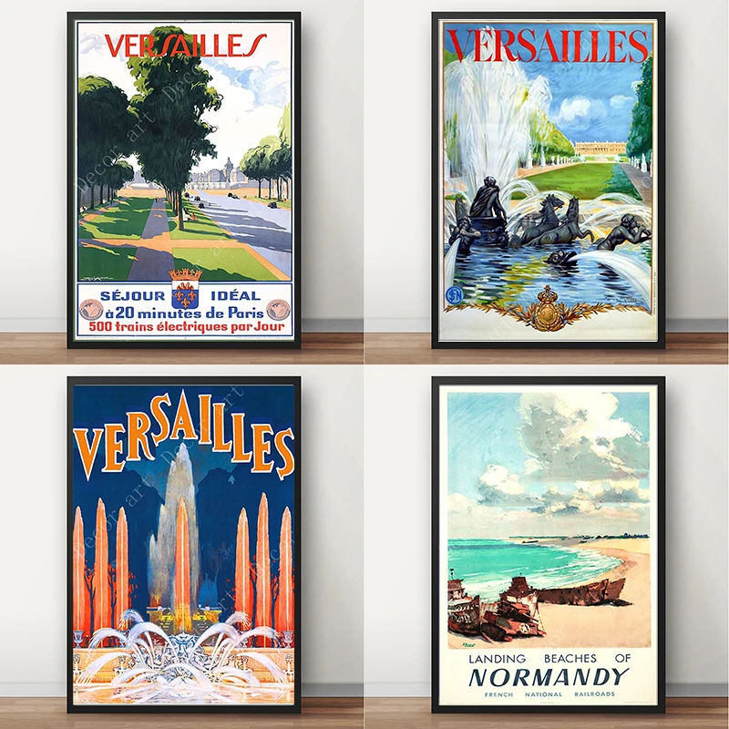 Франция Нормандия Версаль путешествия холст картины старинные крафт плакаты с