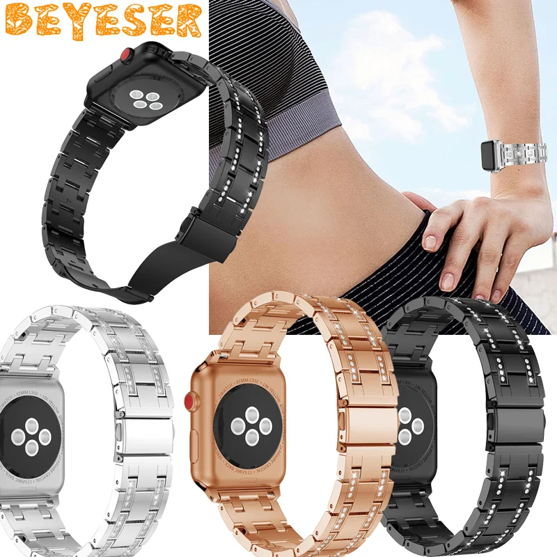 

Fashion Luxury Alloy Strap For Apple Watch 38mm 42mm Metal Replacement Wrist Wristband Adjustable Watchband Bracelet Accessories