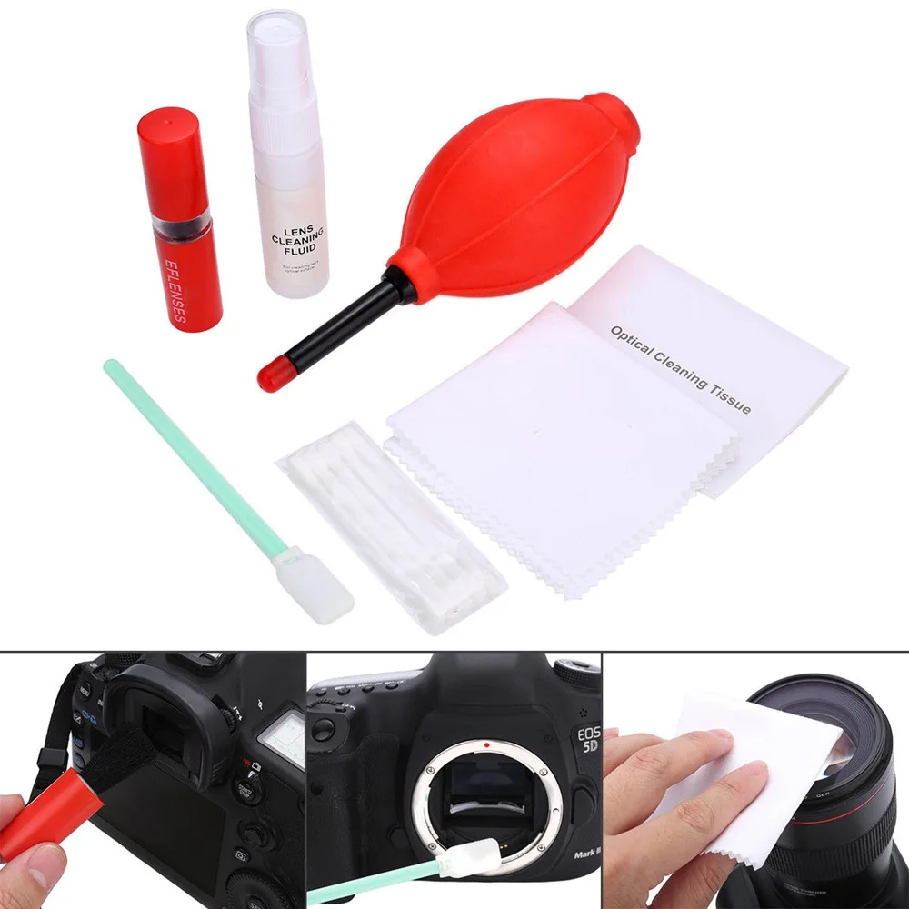

Набор для чистки объектива 7 в 1, комплект с тканевой камерой, салфетками, выдвижной щеточкой, датчиком объектива, жидкостью для очистки экра...