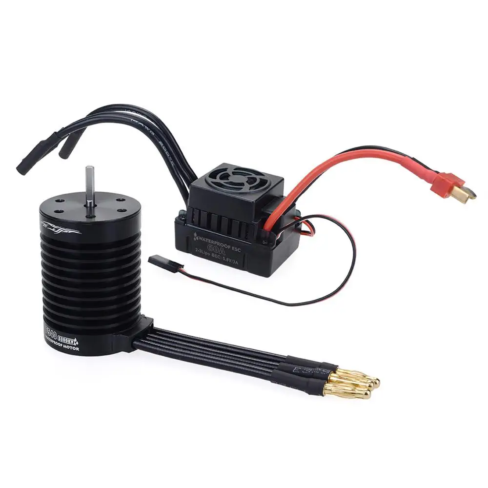 

New style RC F540 4370KV/3300KV Waterproof Sensorless Brushless Motor and 60A Brushless ESC Combo Set For 1/10 RC