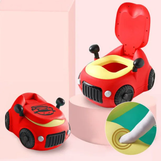 red PU cushion Детское сиденье для унитаза, милый детский горшок для унитаза, портативный тренировочный горшок для мальчиков и девочек, детский туалет, Детский горшок - Цвет: red PU cushion