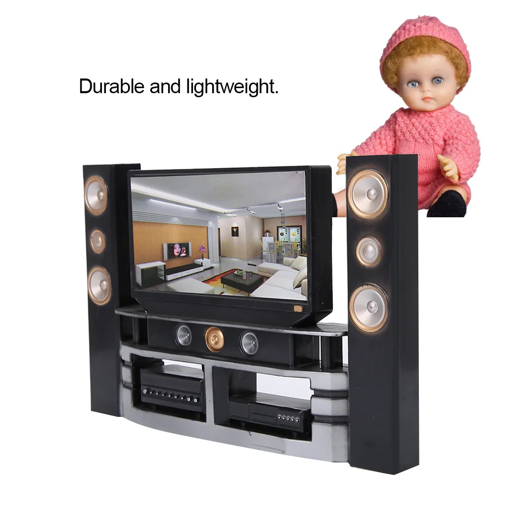 

Hot sale Newest Dollhouse Miniature Wide Screen Television Flat-Panel LCD TV Classic Pretend Play Toys for Child Free shipping