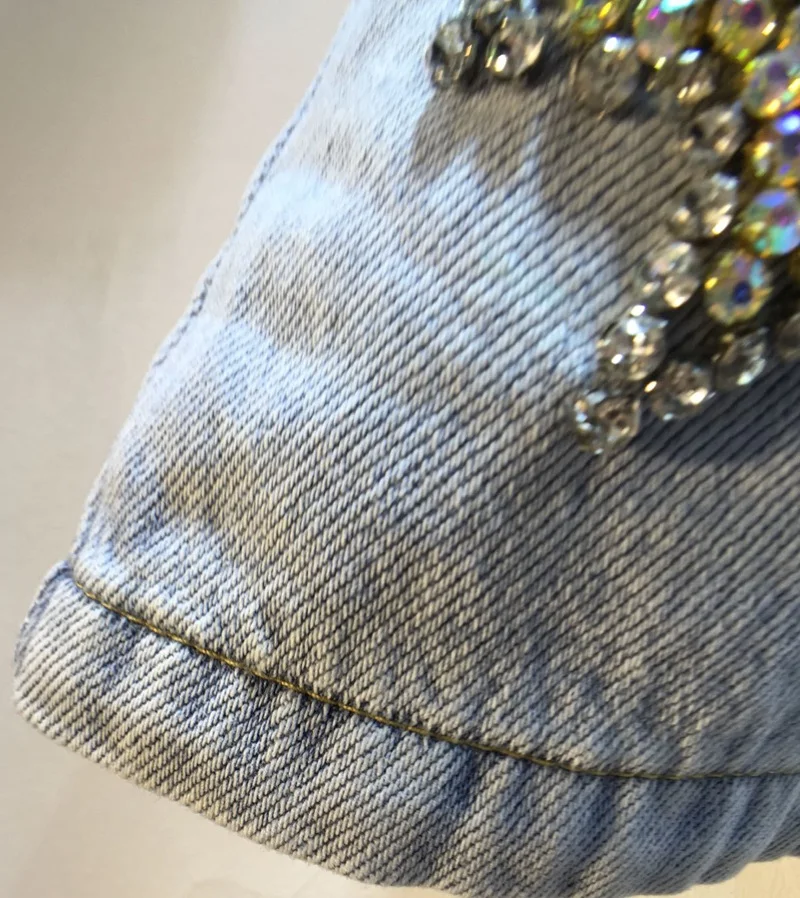 

Five-Star Diamond Beaded High Waist Blue Denim Shorts for Women 2021 New Wide-Leg Short Jeans Women's Summer Spodenki Jeansowe