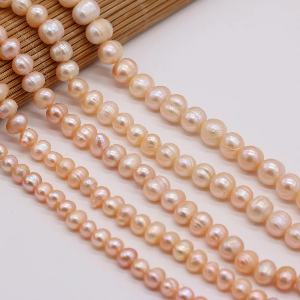 

Fashion Pink Round Pearl Beads High-Quality Natural Freshwater Pearl for Jewelry Making DIY Bracelets Necklaces Accessories 36cm
