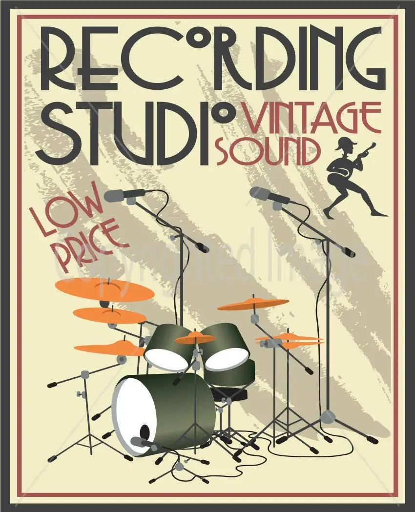 

Recording Studio Vintage Sound Large Metal TIN Sign Poster Retro Plaque-Tin Sign