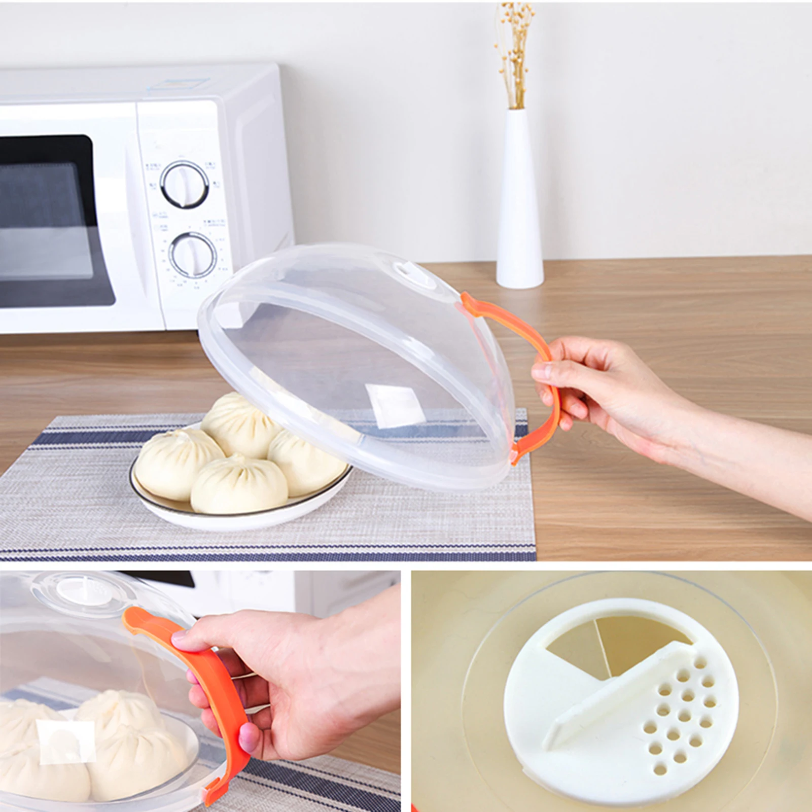 

Professional Microwave Food Anti-Sputtering Cover With Handle Heat Resistant Lid for Microwave Food