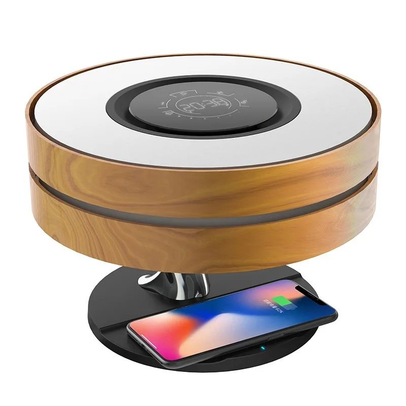 Lâmpada de Cabeceira Mesa com Carregamento Rápido sem Fio qi para Sala Stepless Escurecimento Redonda Música Inteligente Bluetooth Candeeiro Estar 2022