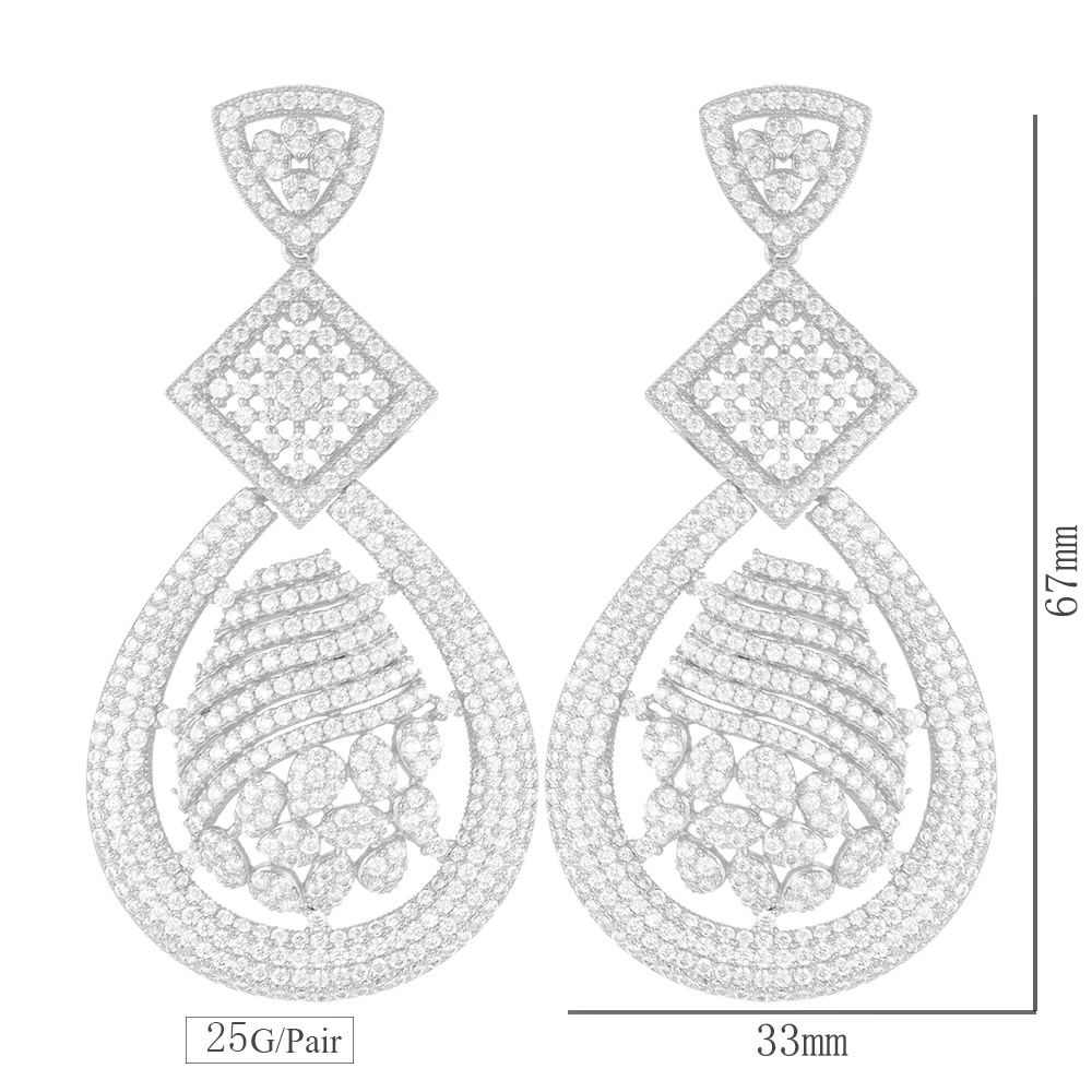 

KellyBola 67mm Popular Geometry Pierced Hollow Cubic Zirconia Dangle Drop Earrings For Women Girls Anniversary Daily