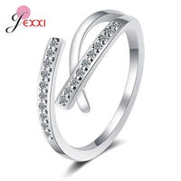new shiny cubic zirconia fashion finger rings 925 sterling silver statement rings adjustable new year fashion gifts