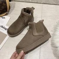 women snow boots warm plush slip on solid plus size fashion female ankle boot ladies winter comfortable womens cotton shoes new