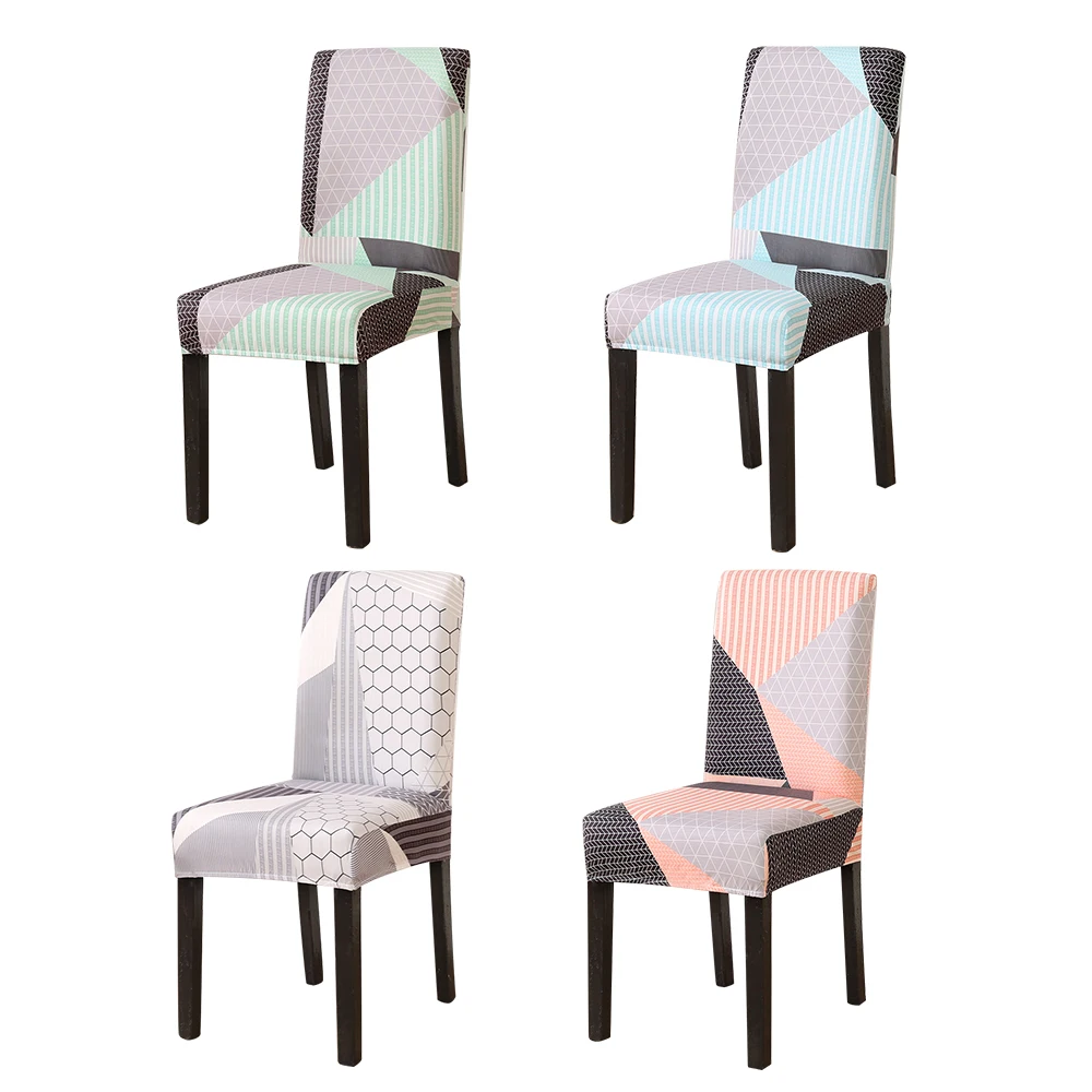 1Pc Geometric style Chair Cover Elastic Fabric Soft Dining Covers Dust-proof Protector Seat Restaurant Protect | Дом и сад