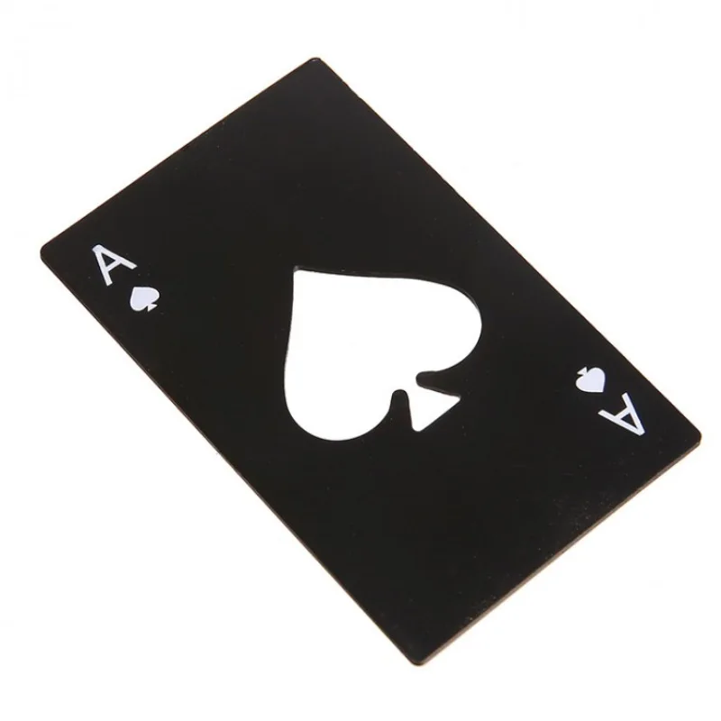 Black Poker Card Beer Bottle Opener Personalized Stainless Steel Credit of Spades Bar Tool | Дом и сад