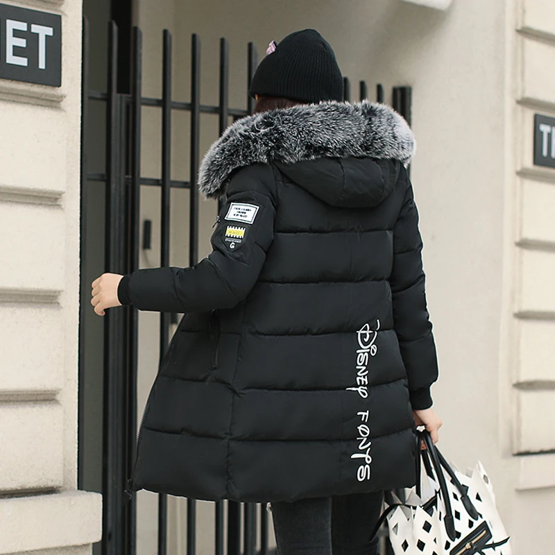 2021 Hooded Plus Size 3XL Long Women Winter Jacket With Fur Collar Warm Thick Parka Cotton Padded Female Fashion Womens Coat