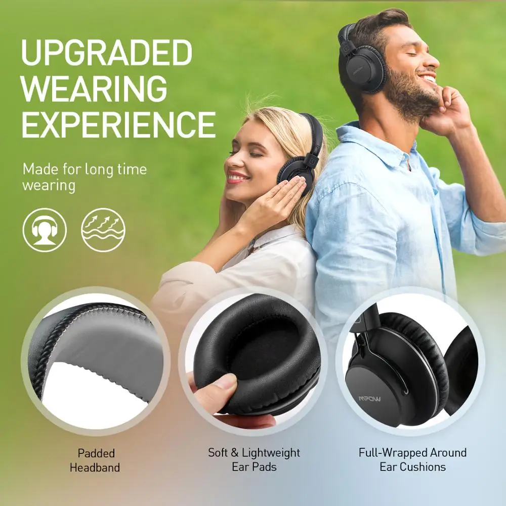 Mpow H1 Bluetooth наушники беспроводные 4 1 со встроенным микрофоном с подушкой проводный