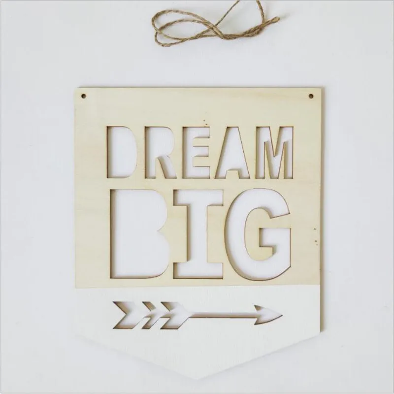 INS деревянный позитивный девиз баннер мечта большой чип настенная висячая