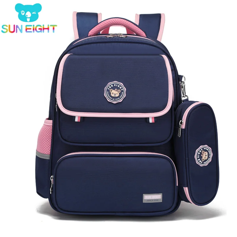 Ортопедические портфели SUN EIGHT для начальной школы для девочек, водонепроницаемый розовый детский рюкзак, с пеналом, новый класс