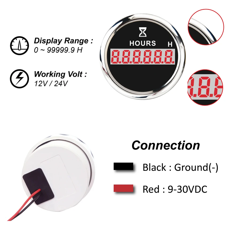 Водонепроницаемый Автомобильный цифровой счетчик часов для судового Авто