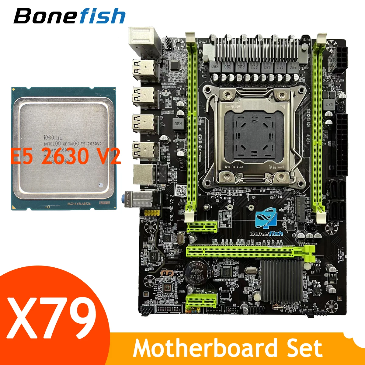 

X79 Motherboard Kit with Intel Xeon E5 2630 V2 Processor Combo Set LGA 2011 NO RAM Support DDR3 1066 1333 1600 MHz NVME M.2 M2