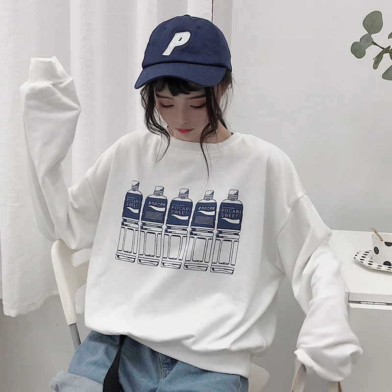 Женские толстовки с капюшоном sudadera mujer пуловеры круглым вырезом и принтом зимняя