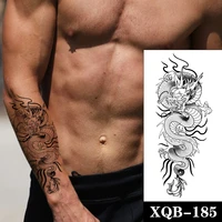 waterproof temporary tattoo sticker black dragon lines totem design fake tattoos flash tatoos arm chest body art for women men