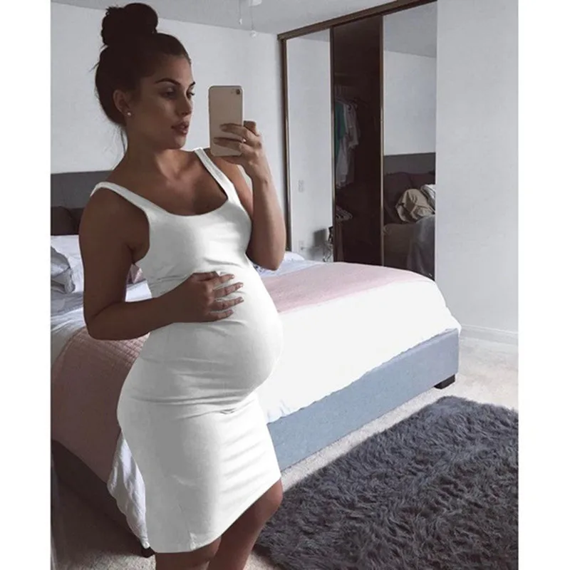 Платье для беременных без рукавов с V образным вырезом|Платья| |