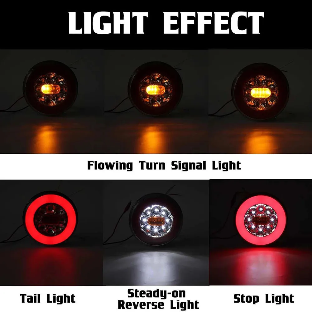 

Dynamic Rear Neon Tail LED Hamburger Lights Flowing Turn Signal Light Taillight For Car Trailer Lorry Brake Stop Reverse Light